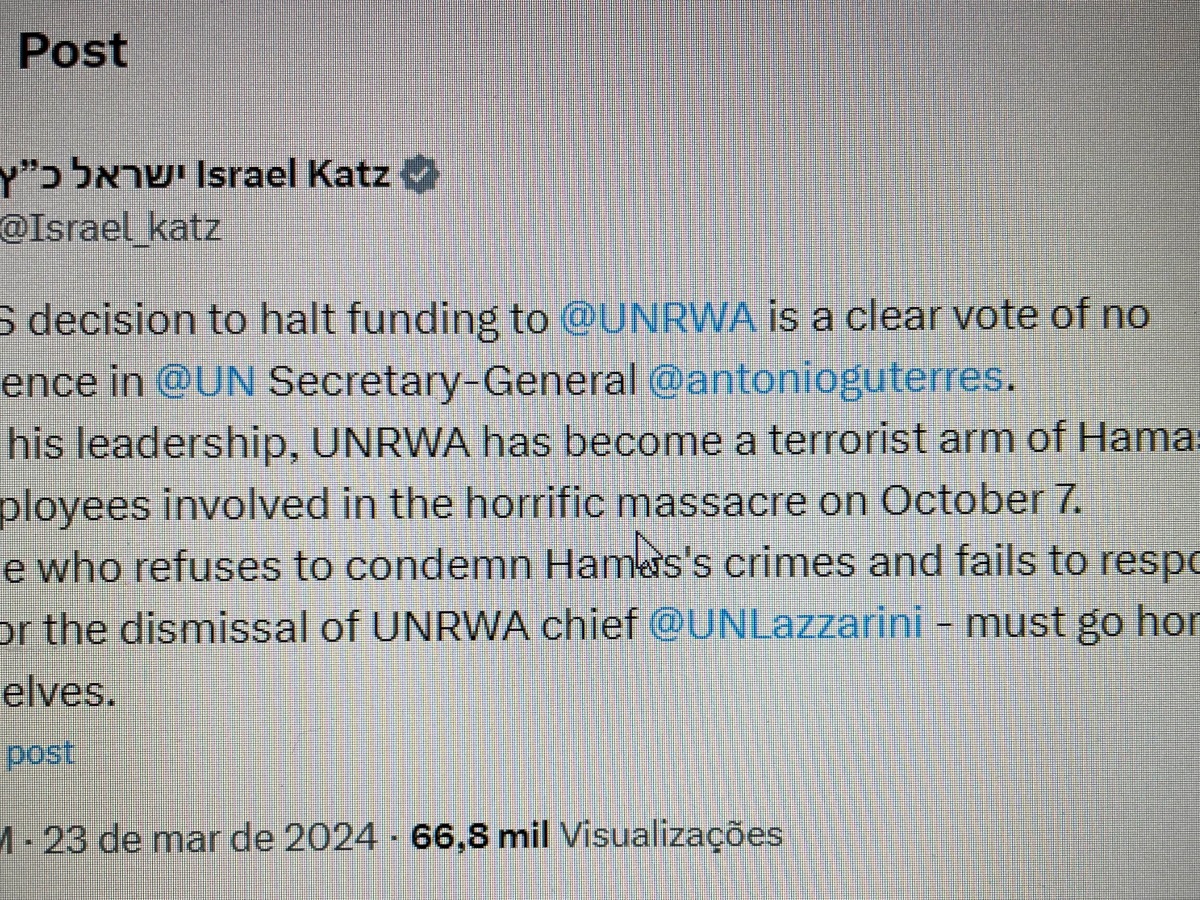 Governo de Israel odeia Guterres